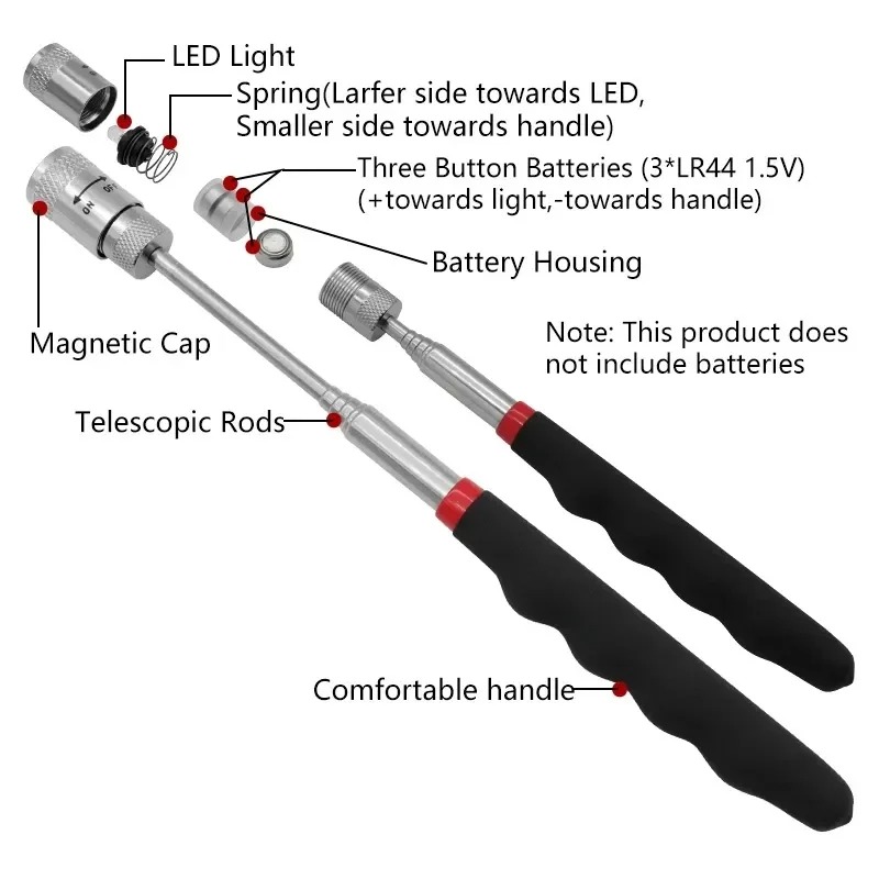 Fishing Rod Travel - Teleskopowy długopis magnetyczny z lampką LED,